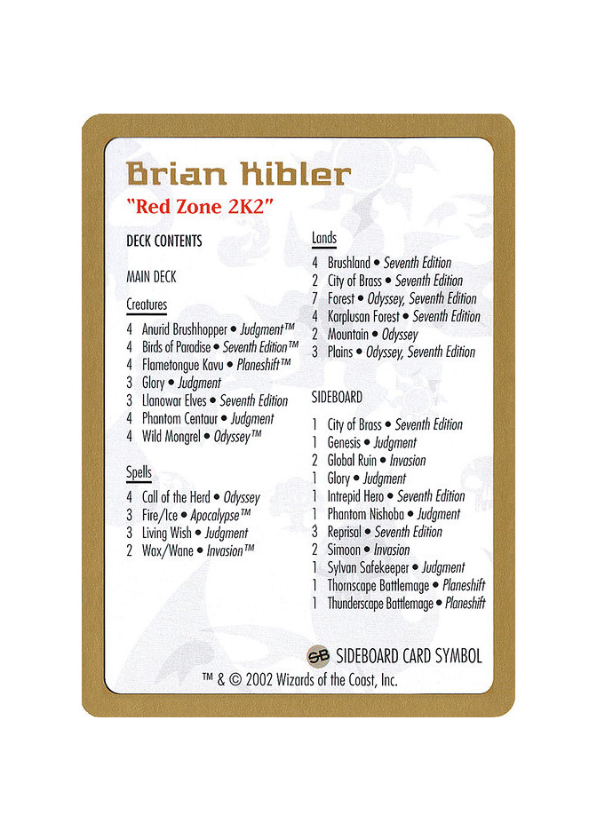 Brian Kibler Decklist
