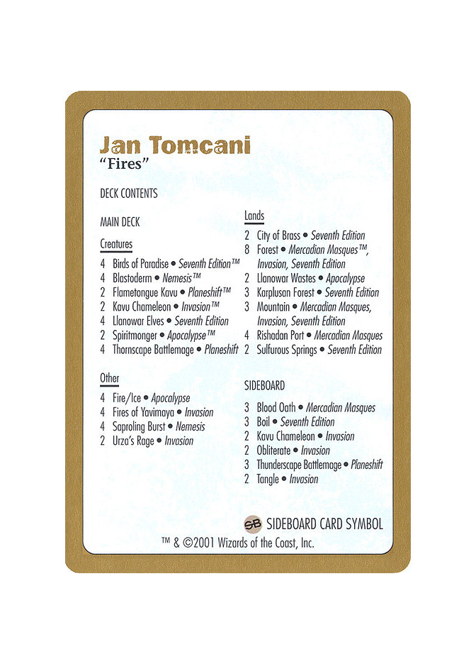 Jan Tomcani Decklist