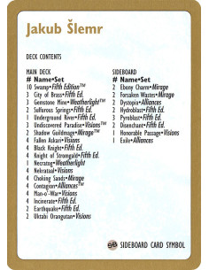 Jakub Šlemr Decklist