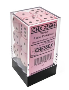 CHESSEX - (12)Dice D6 /16 mm - Pink/Black