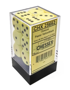 CHESSEX - (12)Dice D6 /16 mm - Yellow/Black