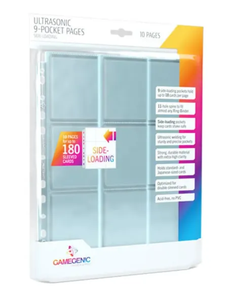 GAMEGENIC - 9 pocket pages CLEAR side loading (10ks)