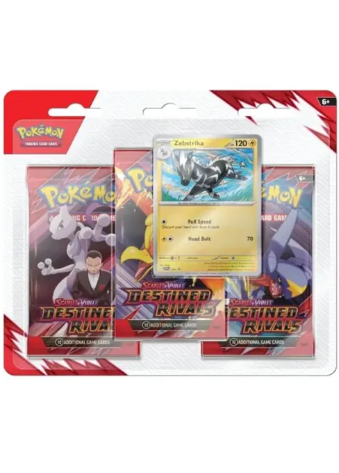 POKÉMON: SV - Scarlet & Violet 10: DESTINED RIVALS - 3 Pack Blister (ZEBSTRIKA)