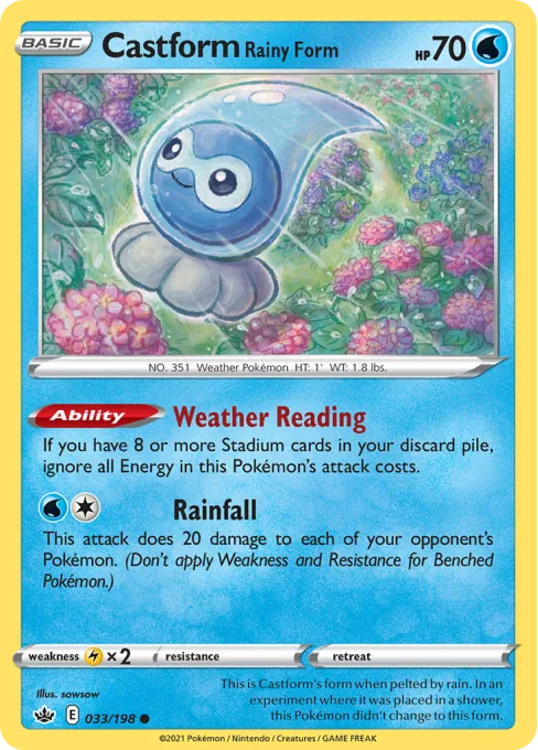Castform Rainy Form - Reverse Holo