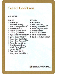 Svend Geertsen Decklist